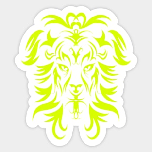 Tribal Tattoo Art Yellow Lion Head Sticker